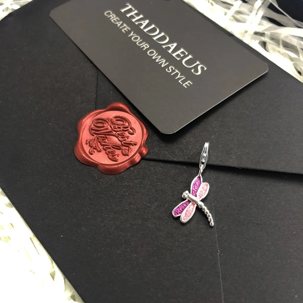 Женский кулон в виде стрекозы из серебра 925 пробы с розовой эмалью|Ювелирные