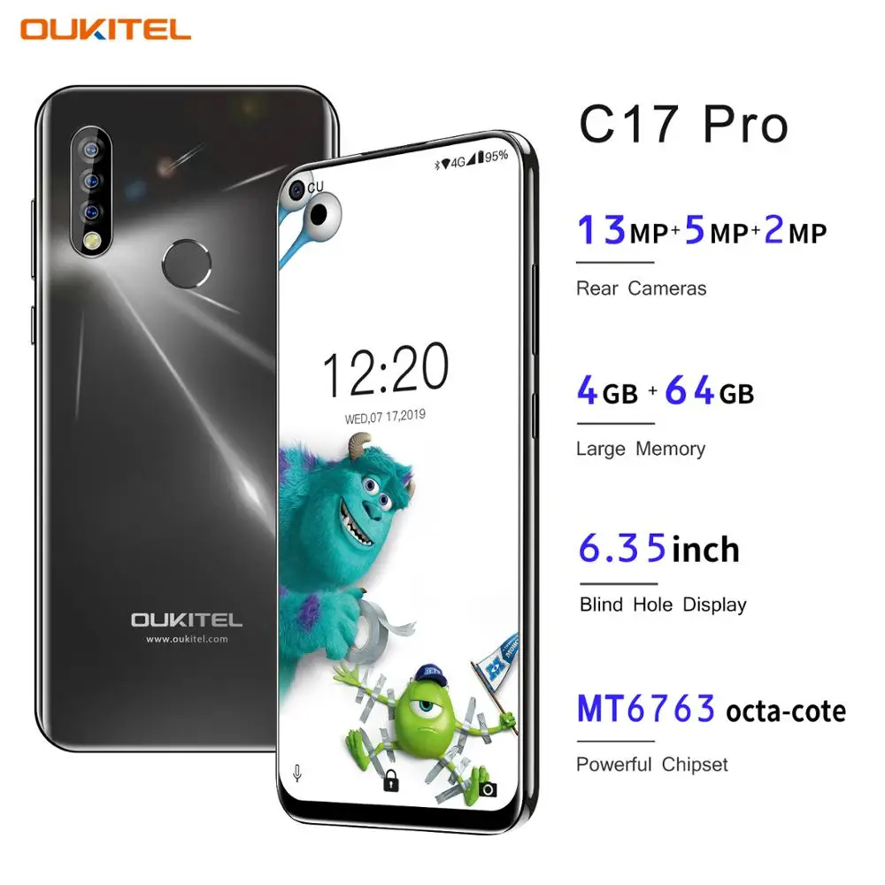 OUKITEL C17 Pro смартфон с 6 35 дюймов Android 9 0 4 ГБ 64 19:9 MT6763 Восьмиядерный процессор