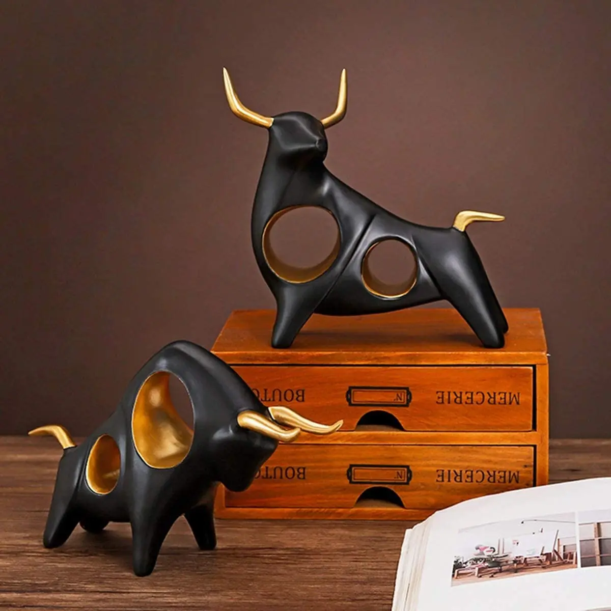 Бычья полимерная скульптура домашний декор статуя быка гостиная фигурка