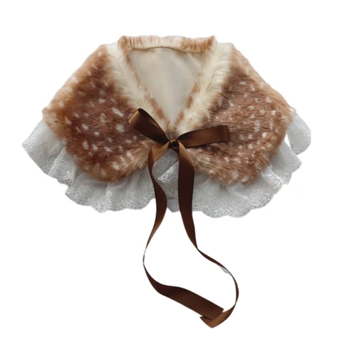 Женский зимний теплый воротник из искусственного меха шарф шаль Олень оленьи ошейники накладные манжеты на запястье гетры брошь с мультяшным медведем