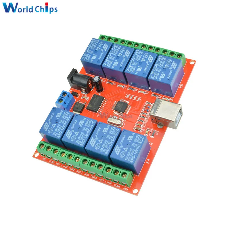 8 канальный DC 12V релейный модуль компьютера USB переключатель управления драйвер