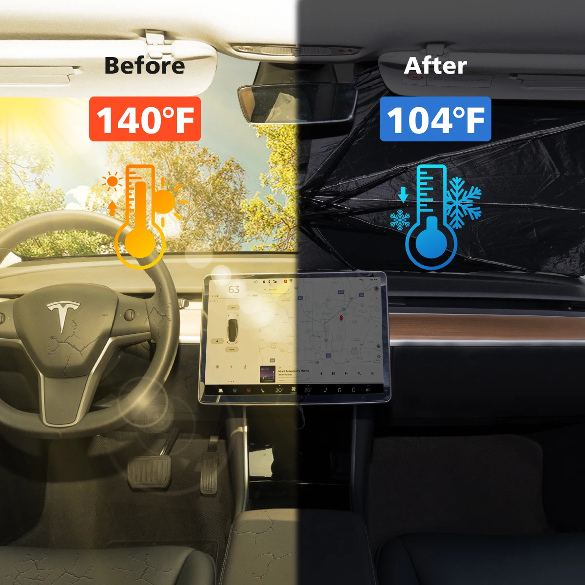 Солнцезащитный козырек на переднее стекло автомобиля для Tesla Mode 3 Y 2017-2021