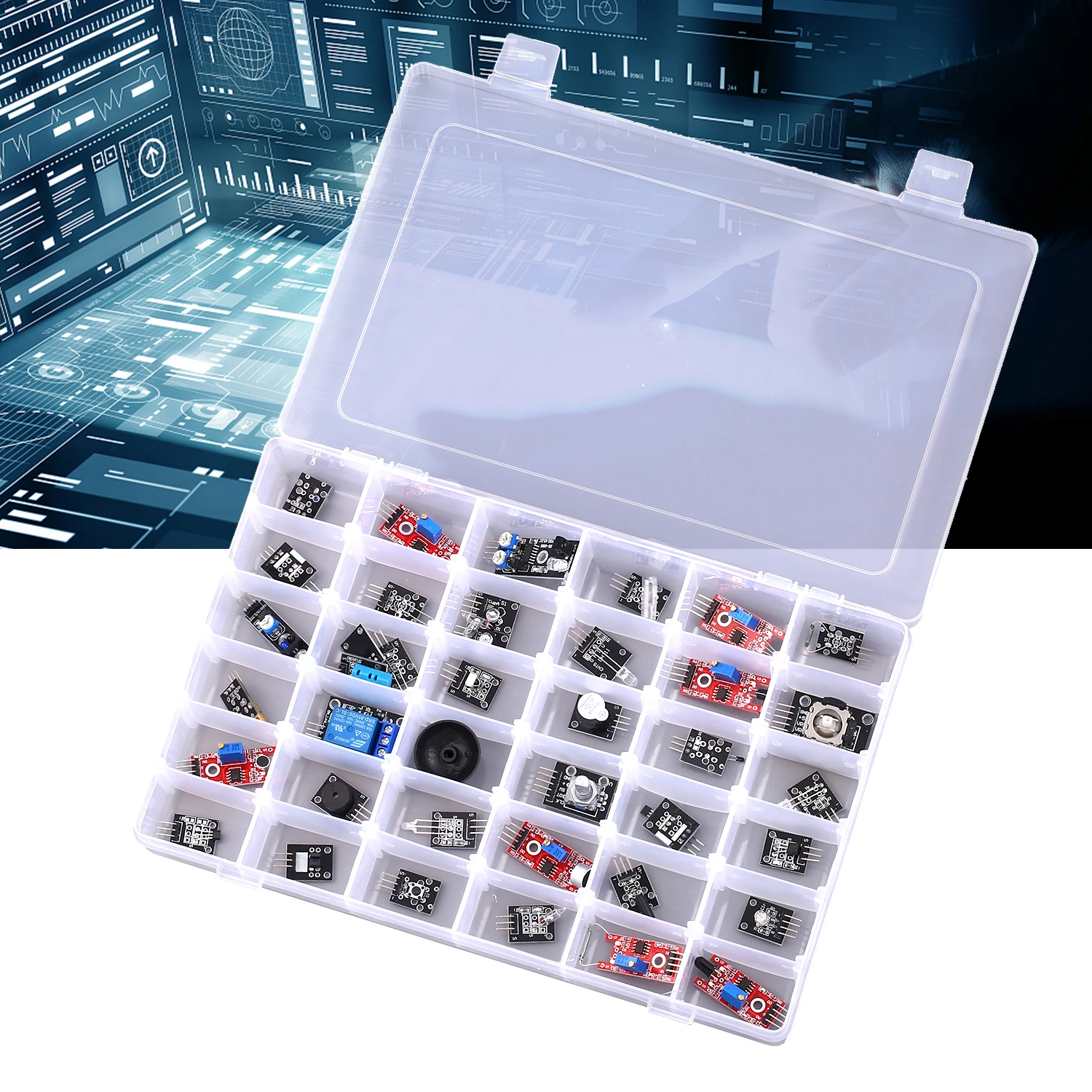 37pcs Sensor Kit Compatible with Arduino Starter Storage Case 37-in-1 Module | Инструменты