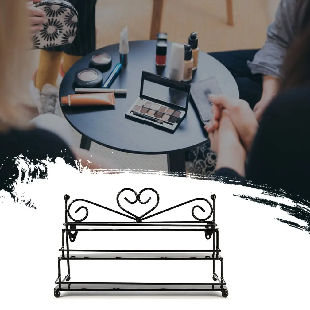 Кованая железная стойка для хранения лака ногтей трехслойная духов подставка