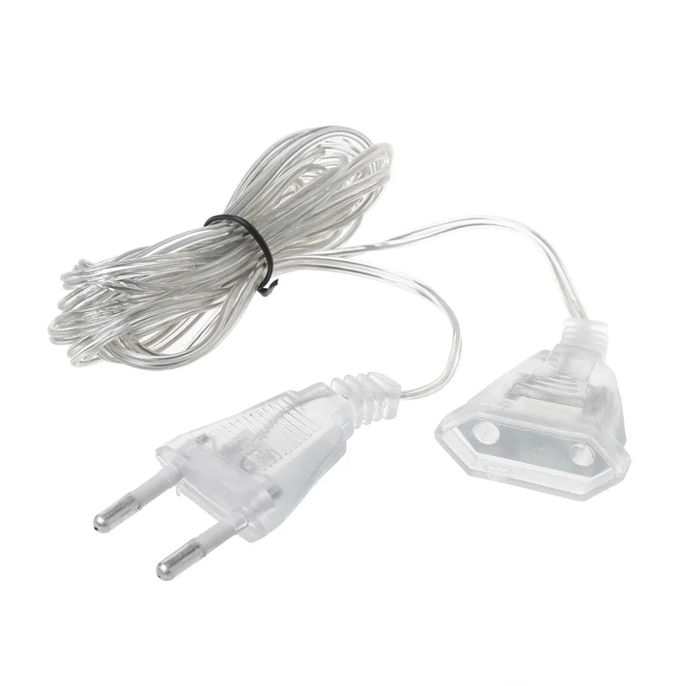 Kabel pelanjutan kuasa 3m 5m EU US transparan wayar kabel sambungan standard standard untuk lampu tali LED lampu percutian Krismas