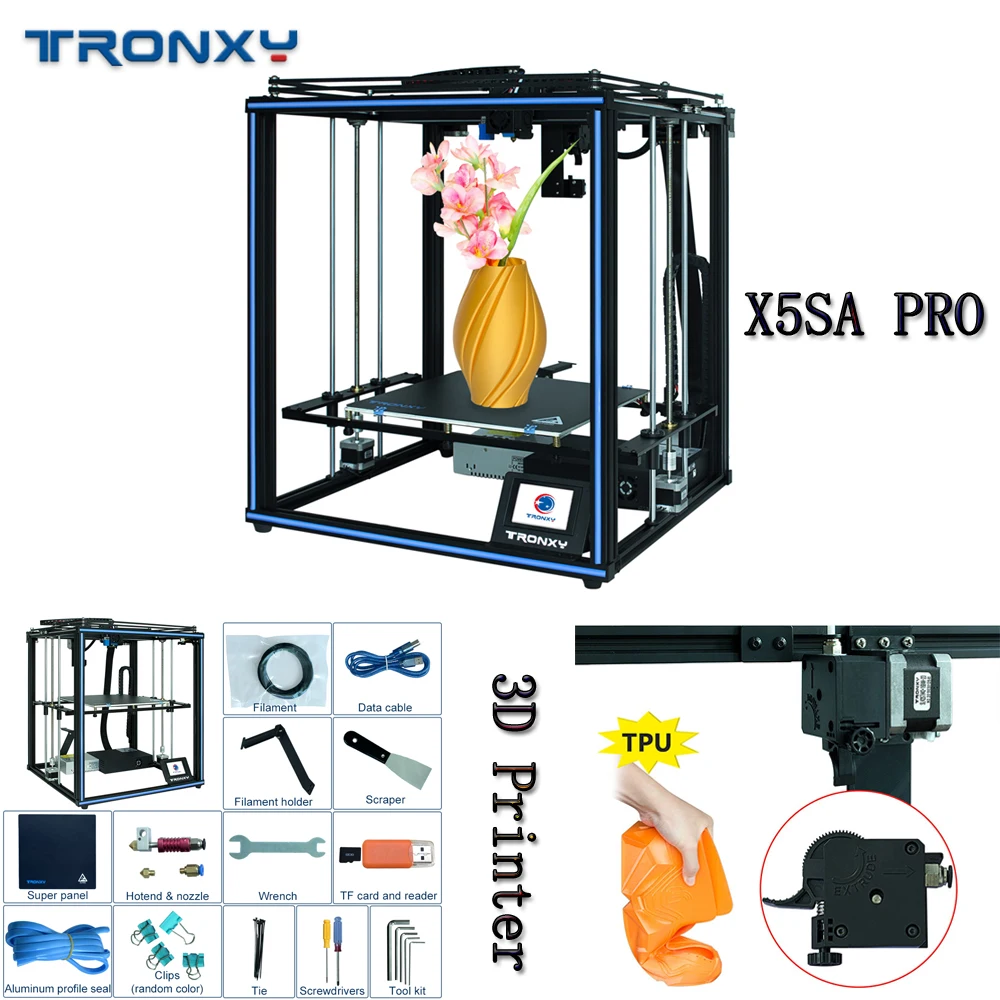 Tronxy Новое поступление X5SA PRO Модернизированный 3d принтер FDM линейный направляющий рельс высокой точности Titan экструдер DIY комплект стабильная материнская плата