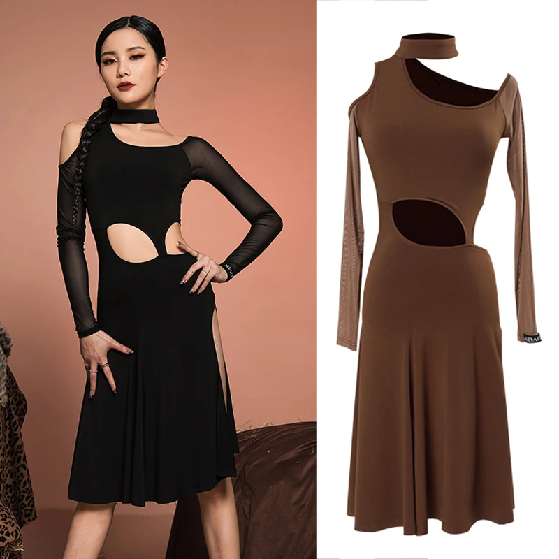 

Платье для латиноамериканских танцев, с одним рукавом и бахромой, SL5573