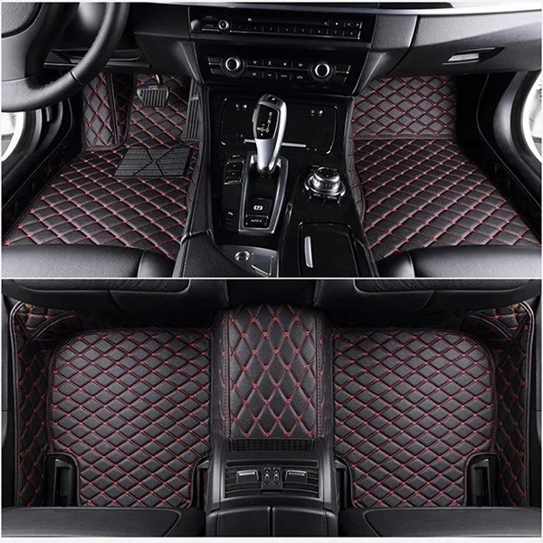 Black and red line Flash Mat кожаные автомобильные коврики для Ford F150 2 двери 1990- Пользовательские Авто накладки на ножках не оставят автомобильный коврик крышка - Название цвета: Black and red line