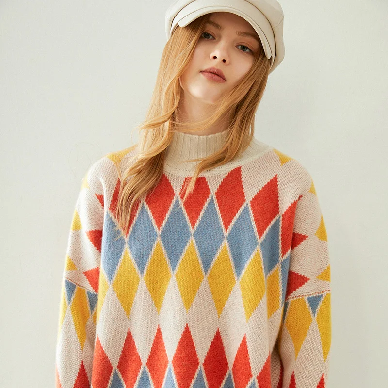 Новинка Осень/Зима 2020 Модный женский кашемировый свитер с узором из страз