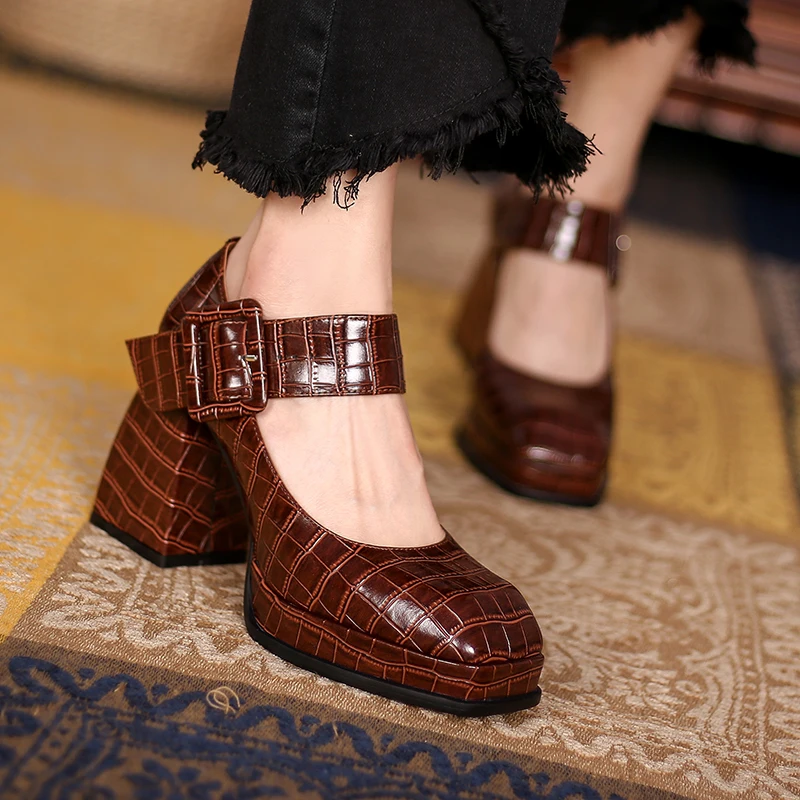 

2021 New Platform Sexy Shoes Woman Heels Spring Fashion Women Genuine Leather High Heels Pumps Night Club Party Women Shoes