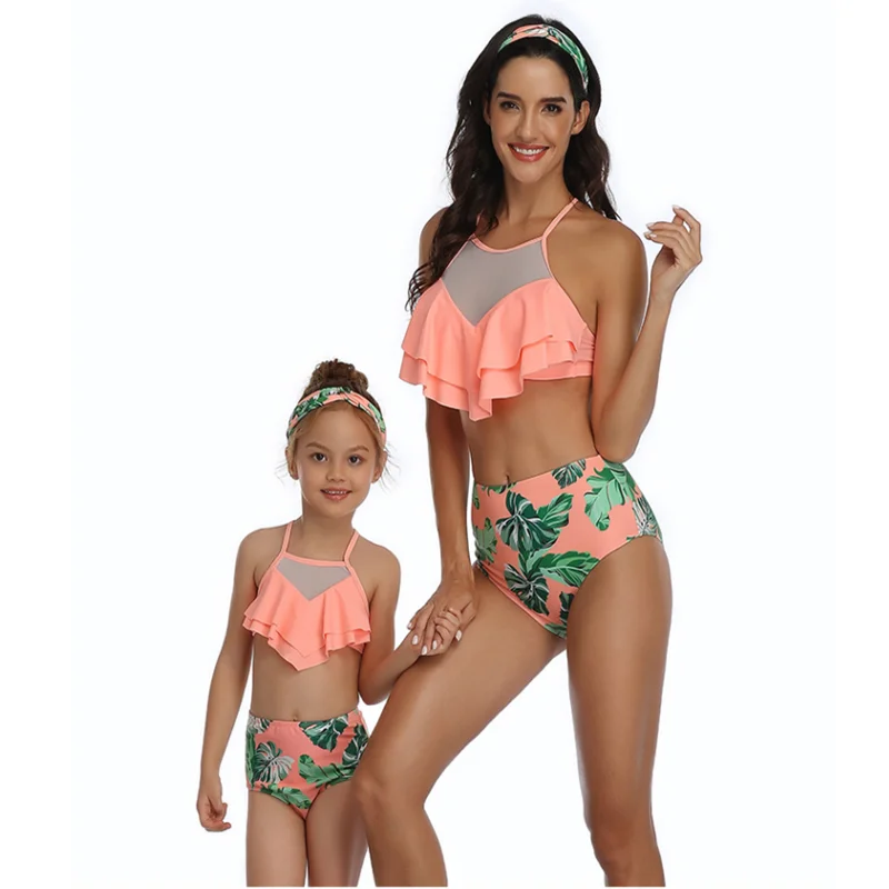 Купальники для мамы и дочки купальники семейная одежда семейный купальный