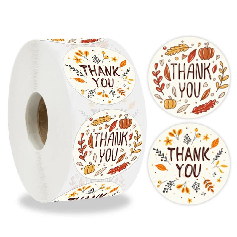 

Custom 500 baking label gift sealer Thanksgiving gift package decoration 1 inch round envelope sticker