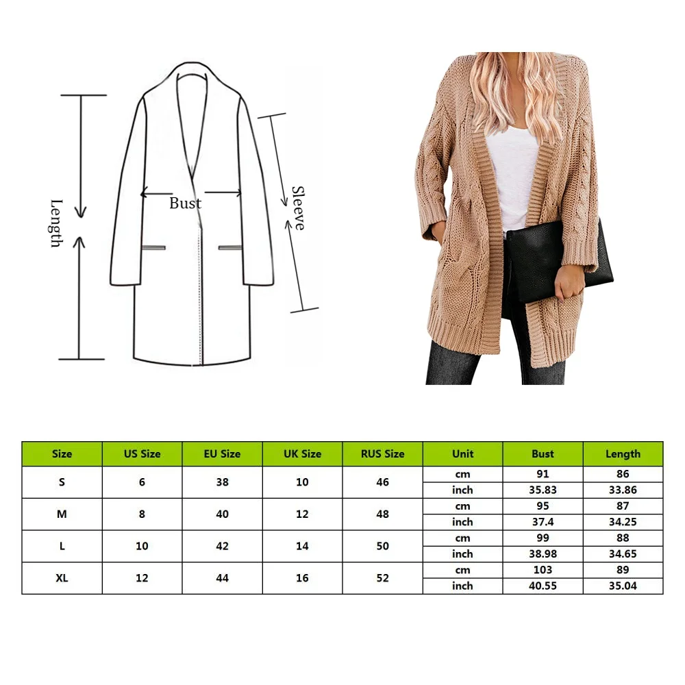 

2020 Fashion Long Cardigan Women Long Sleeve Knitted Sweater Cardigan Autumn Winter Womens Open Stitch Sweater Streetwear