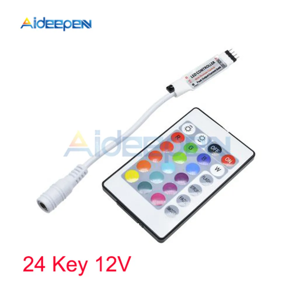 24 Key 12V 5 в 12 В светодиодный RGB ИК RF пульт дистанционного управления диммер 5 в 12 В USB светодиодный SDM3528 ленточный светильник 3 ключа 17 ключ 24 ключа светодиодный RGB беспроводной контроллер - Цвет: 24 Key 12V