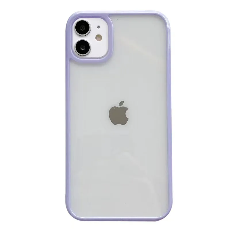 

Simple solid color jelly side phone case for iPhone11 12Pro Max mini X XR XS XSMax 8 7PluS anti-drop protective rear holster