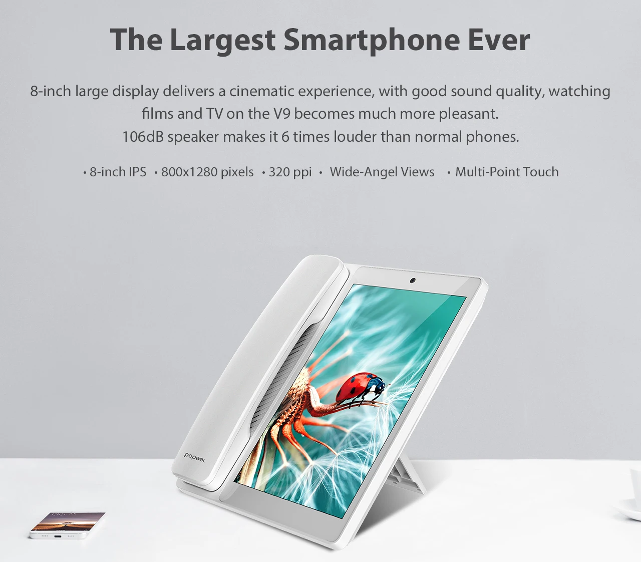 POPTEL V9 8,0 дюймовый смартфон 2 Гб ОЗУ 16 Гб ПЗУ Android 8,1 SC9832E четырехъядерный 5MP OTA OTG стол LTE 4G мобильный телефон