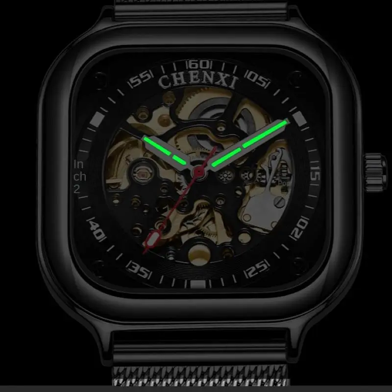 Автоматические механические часы мужские водонепроницаемые полые светящиеся |