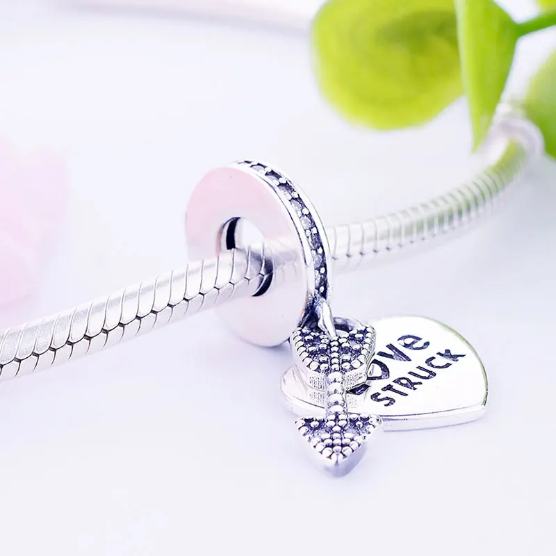 

Fit Original Charm Bracelet Authentic 925 Sterling Silver Cupid Arrow Love Struck Bead For Making Women Valentine Berloque 2021