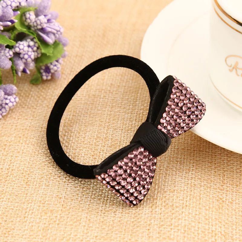 

Simple Korean Shiny Ponytail Holder Rhinestone Bowknot Women Elastic Hair Bands for Girl Fashion Full Diamond Hair Accessories