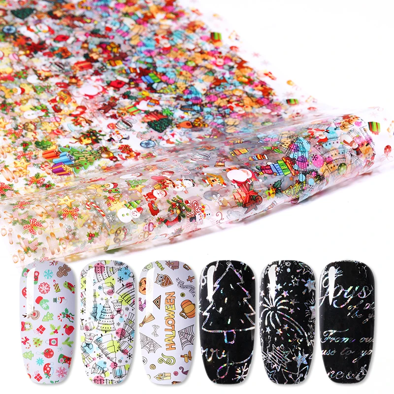 10 рулонов/коробка для ногтей фольги Хэллоуин серии смешанных размеров