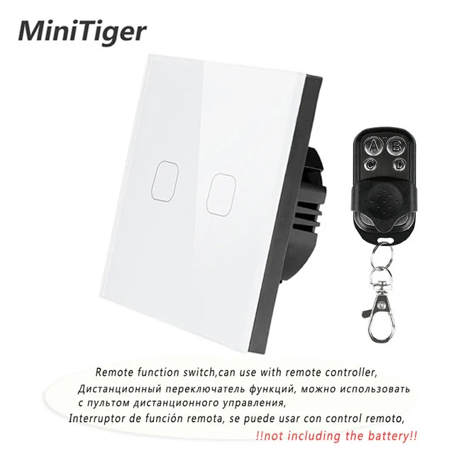 Minitiger wifi умный сенсорный выключатель приложение беспроводной дистанционный светильник настенный выключатель Хрустальная стеклянная панель работает с Alexa/Google Home - Цвет: Remote White 2 gang