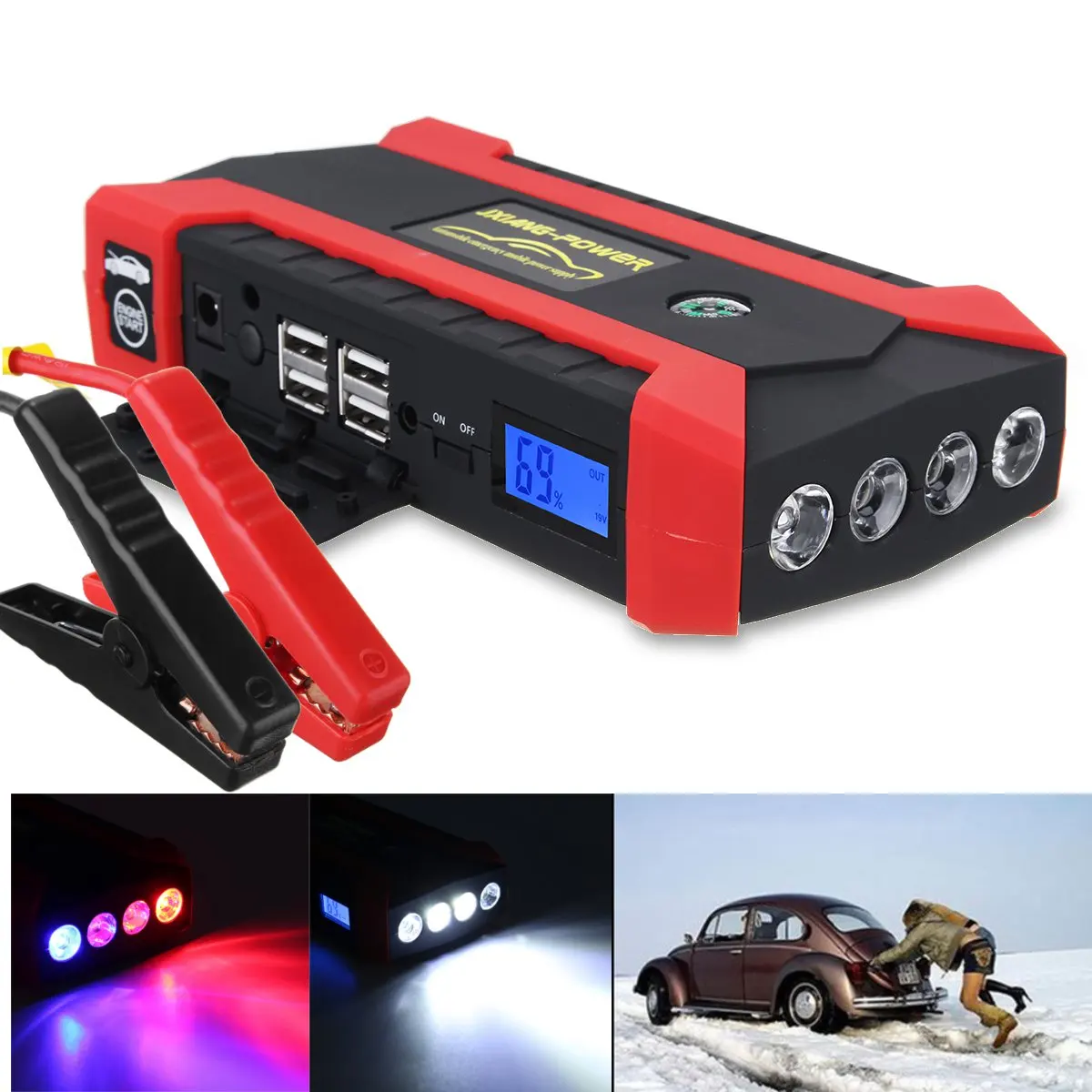 Пусковое устройство для автомобиля 600A 89800 мА/ч многофункциональное