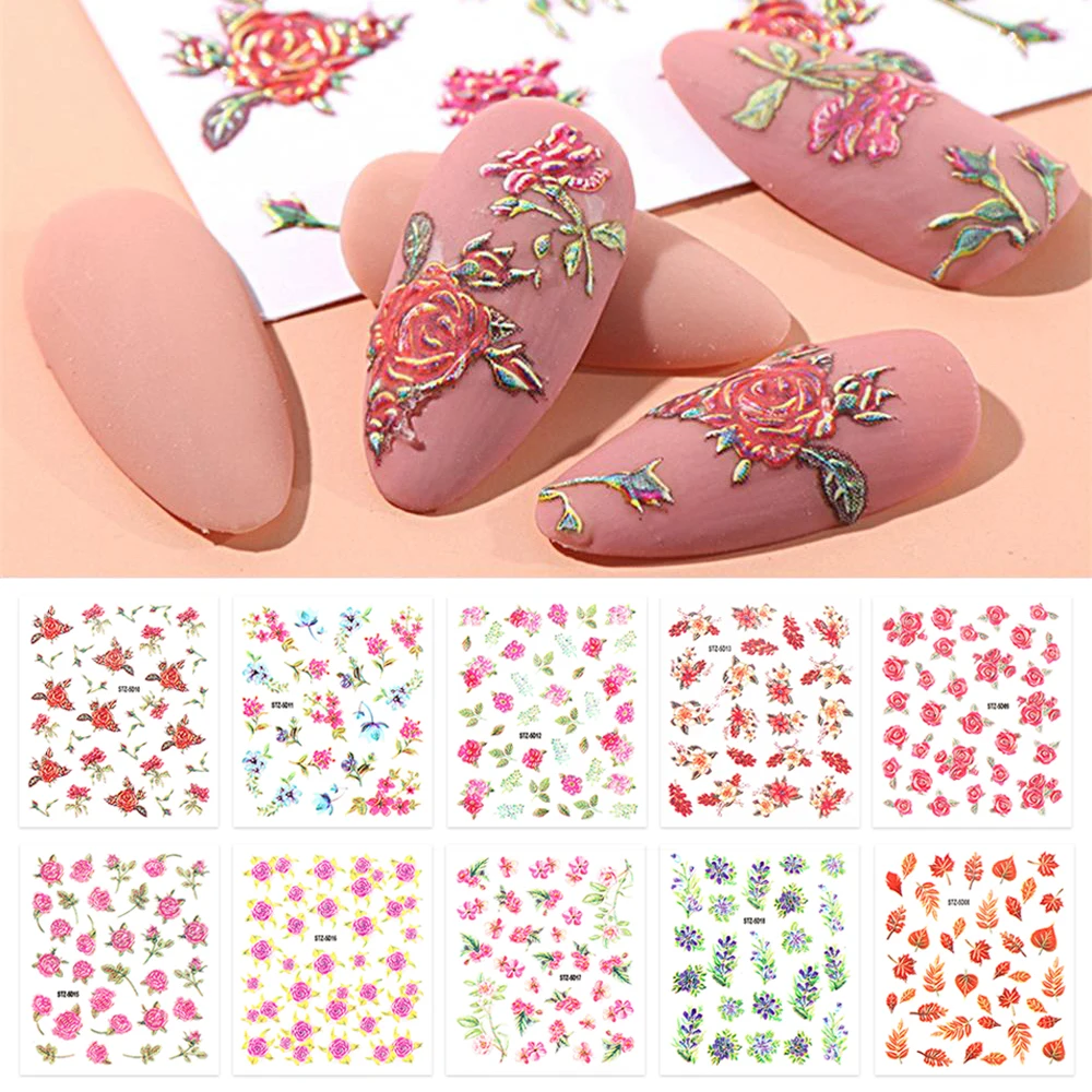 Лидер продаж 1 шт. наклейка для дизайна ногтей с цветущими цветами и листьями