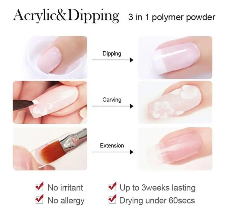 

12Pot 10ml/Box (3in1) Glow Nail Dip Acrylic Powder Carving Nail Polymer Tip Extension French Colorful Dipping Powder For Nail
