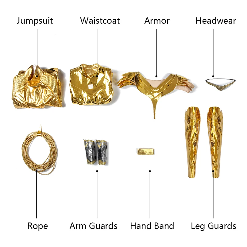 Halloween Diana Prince Cosplay Wonder Girl Costume Adult Women Golden Battle Clothes Outfit Party Full Props Suit With Shoes