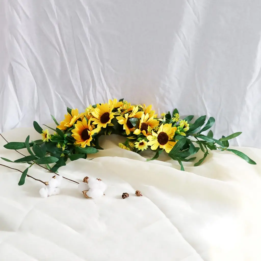 Венок для передней двери Искусственный Подсолнух арка украшения стен венок