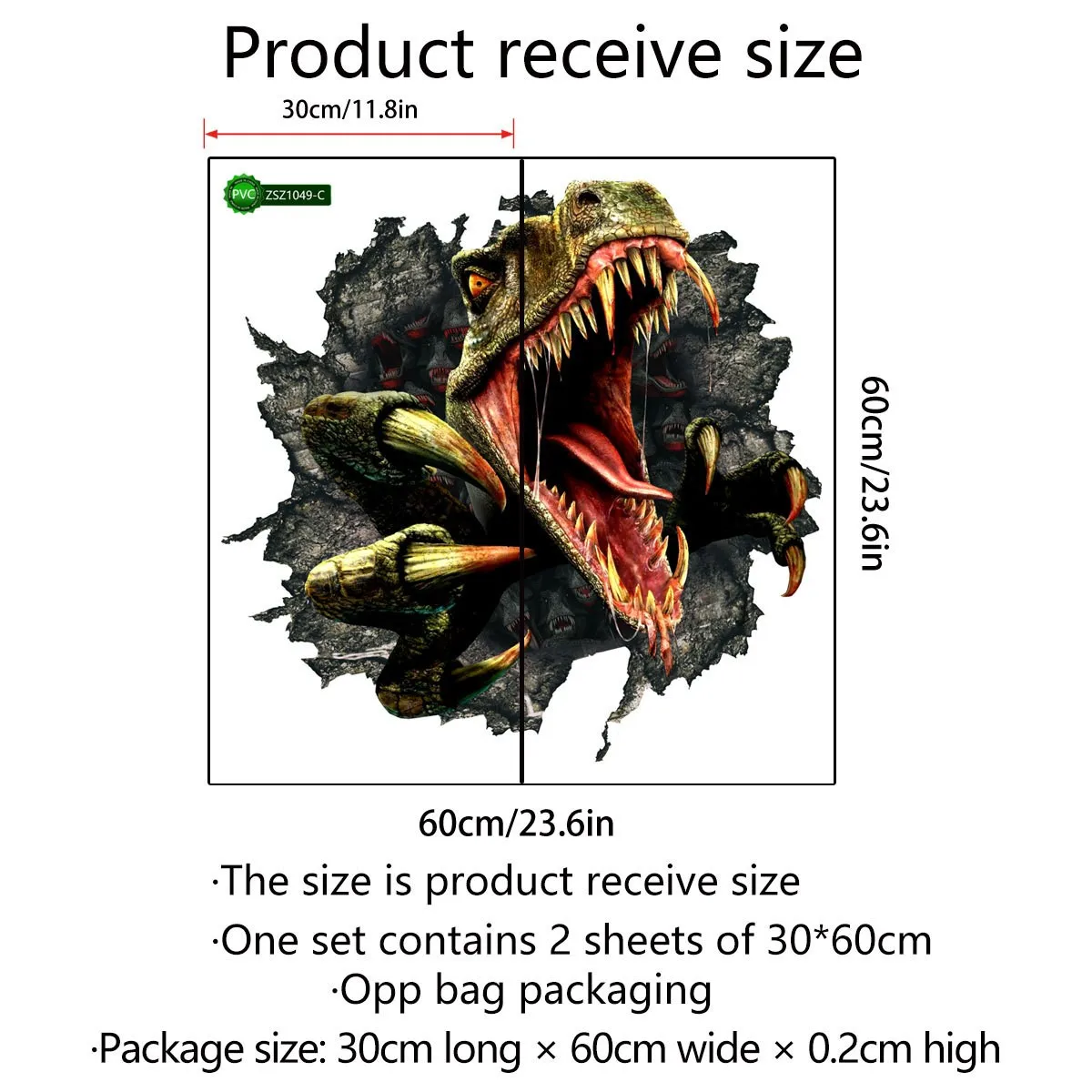 

Broken Wall 3D Dinosaur Wall Sticker Room Bedroom Decoration Art Wall Decals Poster Mural Ground Background Wall Decoration Stic