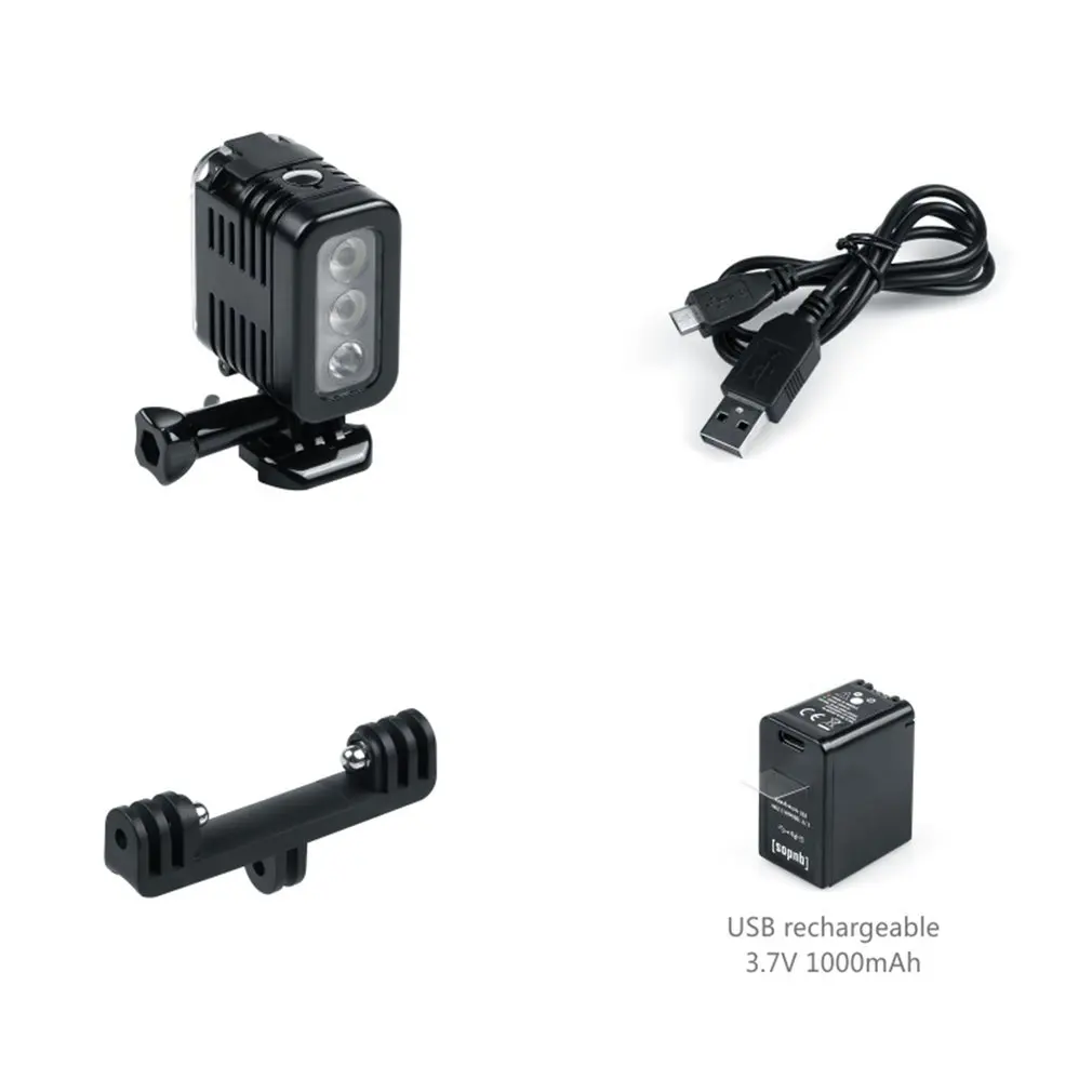 30 Meters Underwater Waterproof Diving LED LED Light Spot Lamp for GoPro Hero 5 4 3+ 3 Sport Cameras