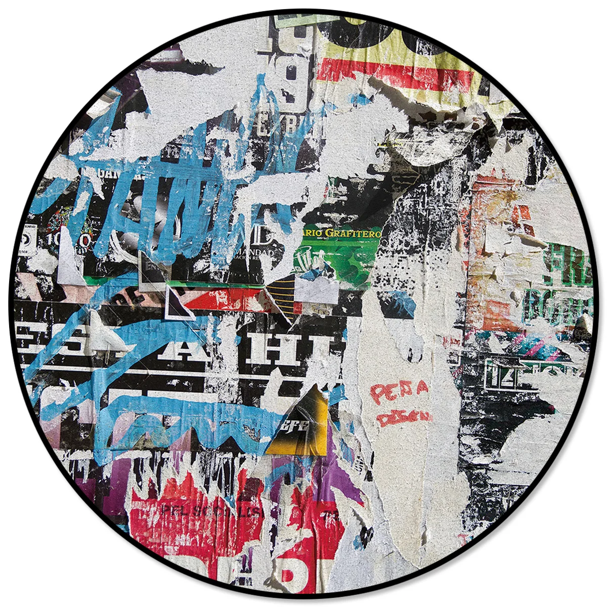 Уличный винтажный круглый детский коврик с изображением старой газеты и