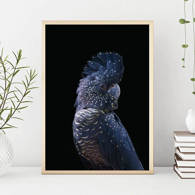 Настенная живопись черно белый холст плакат животное какаду птица принт