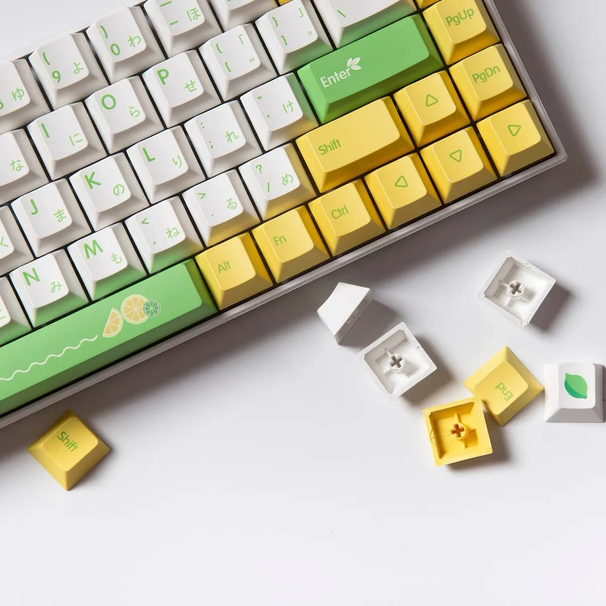 

139 Keys Lemon PBT Dye Subbed Keycaps Japanese For Cherry IKBC Mechanical Keyboard 61 64 74 78 84 96 98