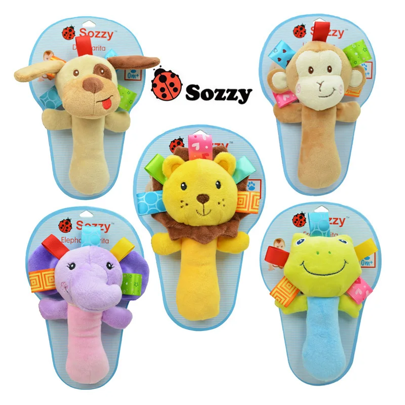 Sozzy ручные animarattle погремушки для младенцев bebe мобильные милые игрушки 9 моделей