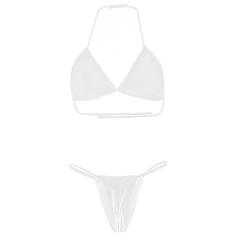 Белый Fashion Women Summer Bikini Lingerie Set Sexy Underwear Bra G-String Transparent Strap Set Beach Wear Bathing Suit Swimwear - Цвет: Белый