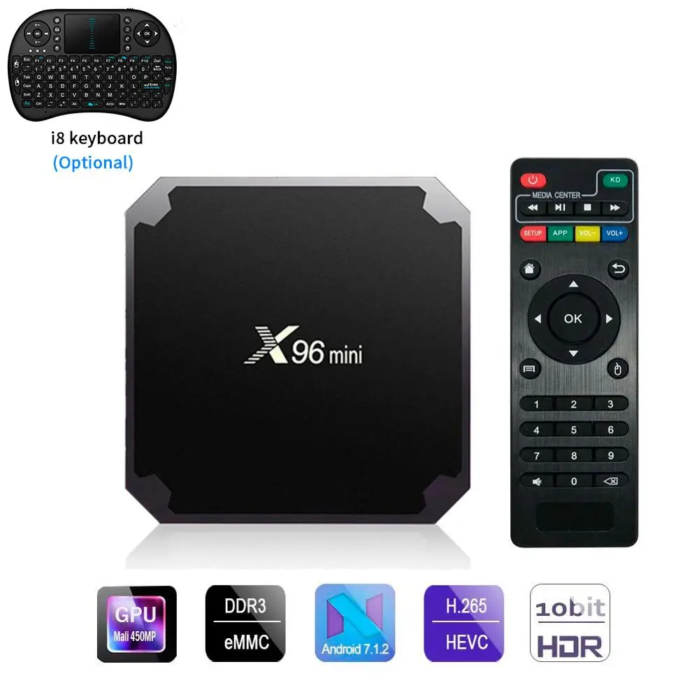 X96 Мини Android 7,1 Smart tv BOX 2 GB/16 GB tv BOX X 96 mini Amlogic S905W H.265 4K 2,4 GHz WiFi медиаплеер телеприставка X96mini