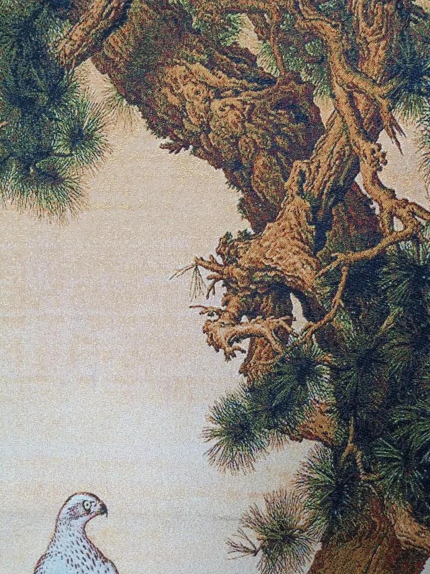 Китайская вышитая ткань 48 дюймов Шелковый белый Орлиный холм водный пейзаж