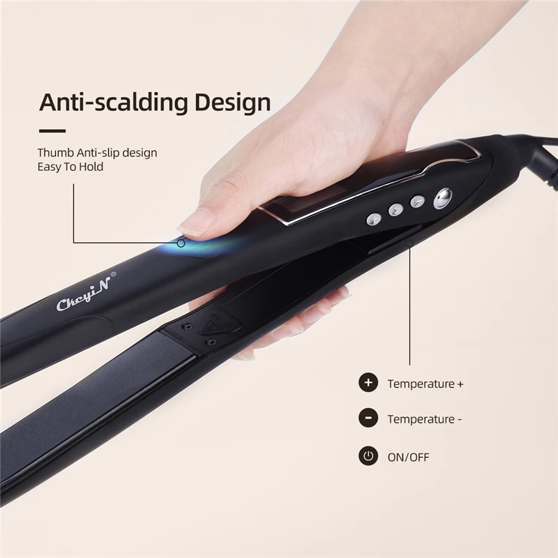 

Ckeyin 2 In1 Hair Straightener Lcd Display Ceramic Coating Flat Iron Hair Curler Professional Curling Iron Corrugated Roll Waver