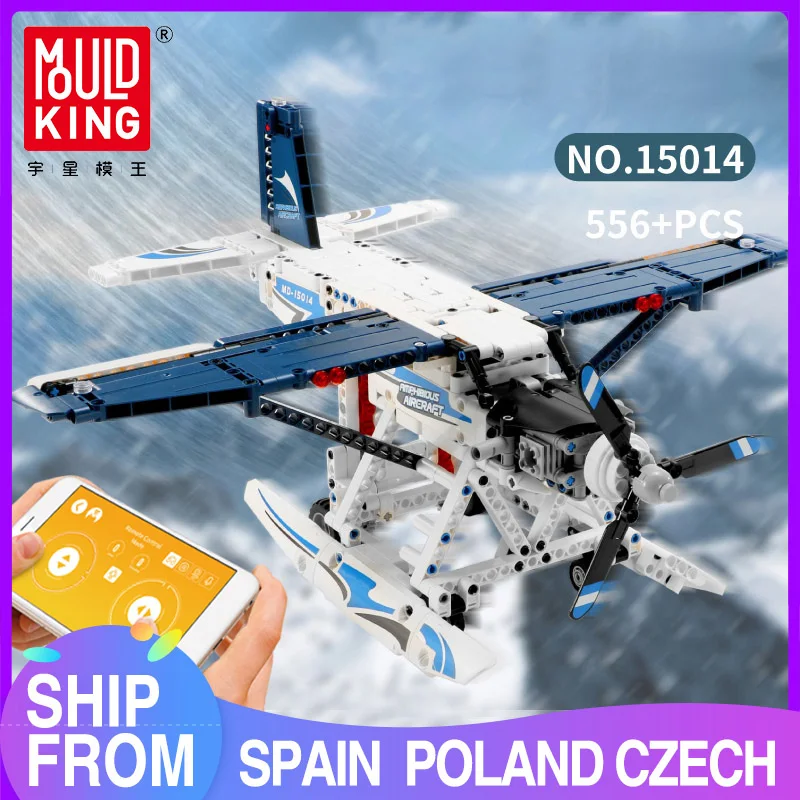 

MOULD KING The APP Motorized Amphibious Aircraft Model Building Bricks Blocks Remote Control Plane Toys For Kids Birthday Gifts