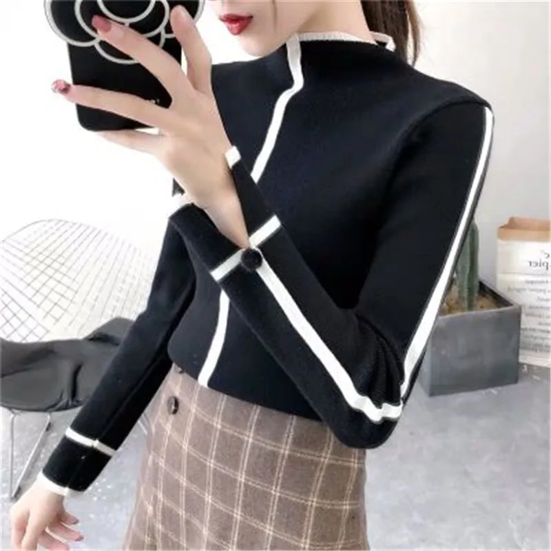 Pullover Sweater Female Top Thin Soft Korean Long Sleeve Turtleneck Women Skinny Winter Bodycon Basic Pull Femme Coat | Женская одежда