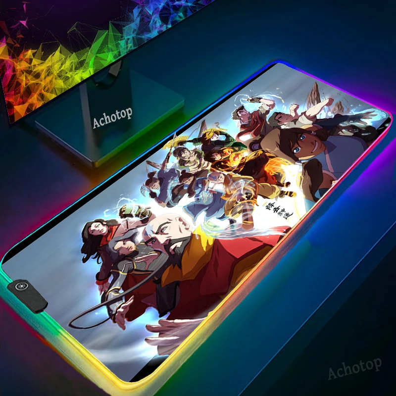 

LED Avatar the Last Airbender Large Table Pads RGB Mouse Pad Mats Hot Gaming Keyboard Gamer Airbender Extended Desks Mat Custom