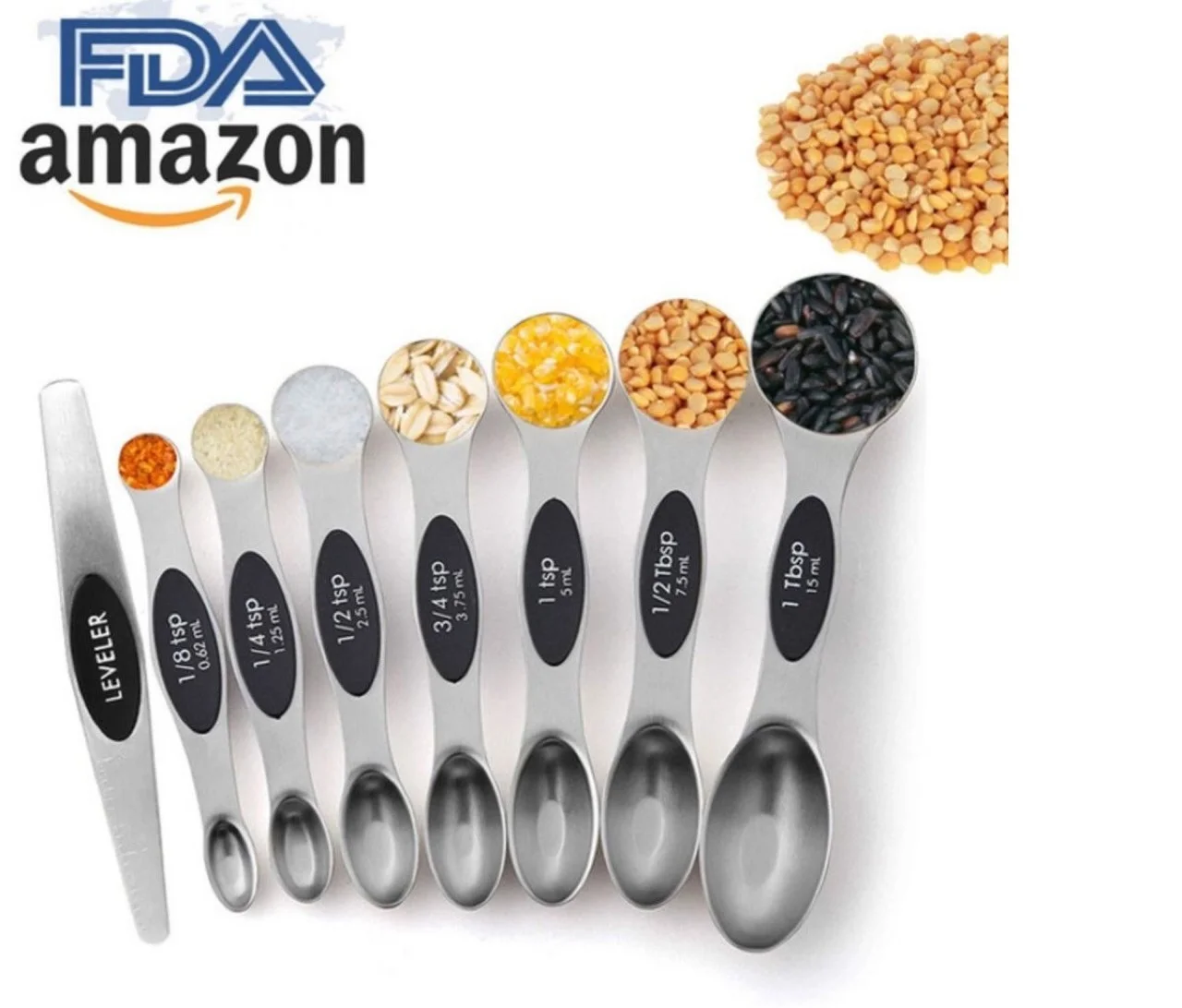 8PCS магнетический измерения чайная ложка для сухих и жидких ингредиентов