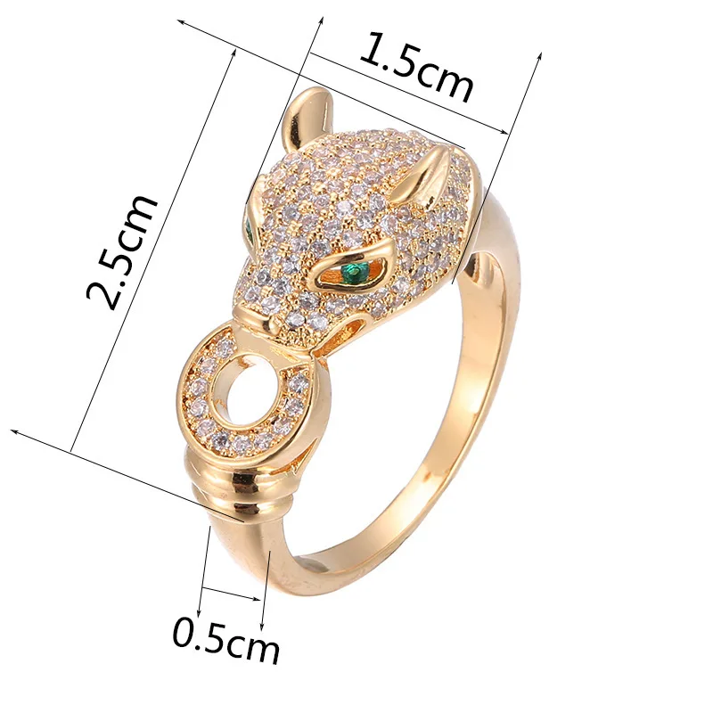 

European and American fashion leopard head ring female ins explosive models cheetah head jewelry ring jewelry index finger ring