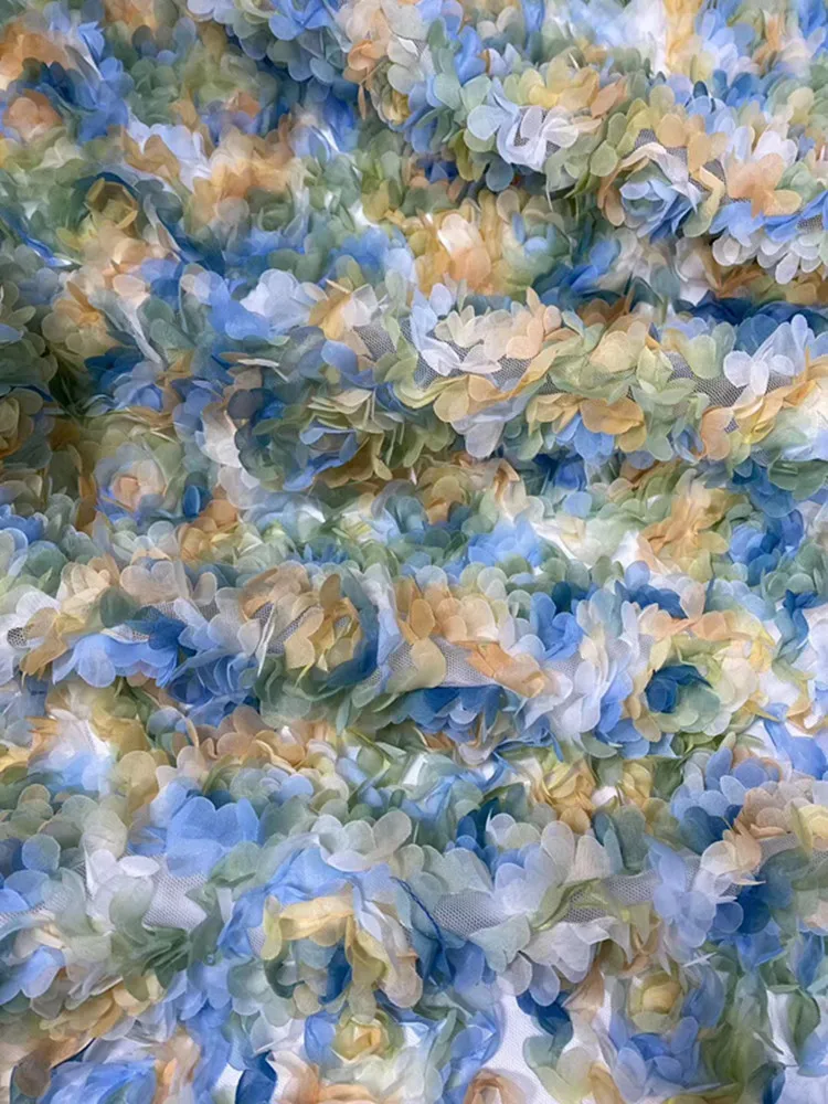 2020 Взрывные Модели полный живот 3D Цвет Цветы французский Тюль кружевная ткань