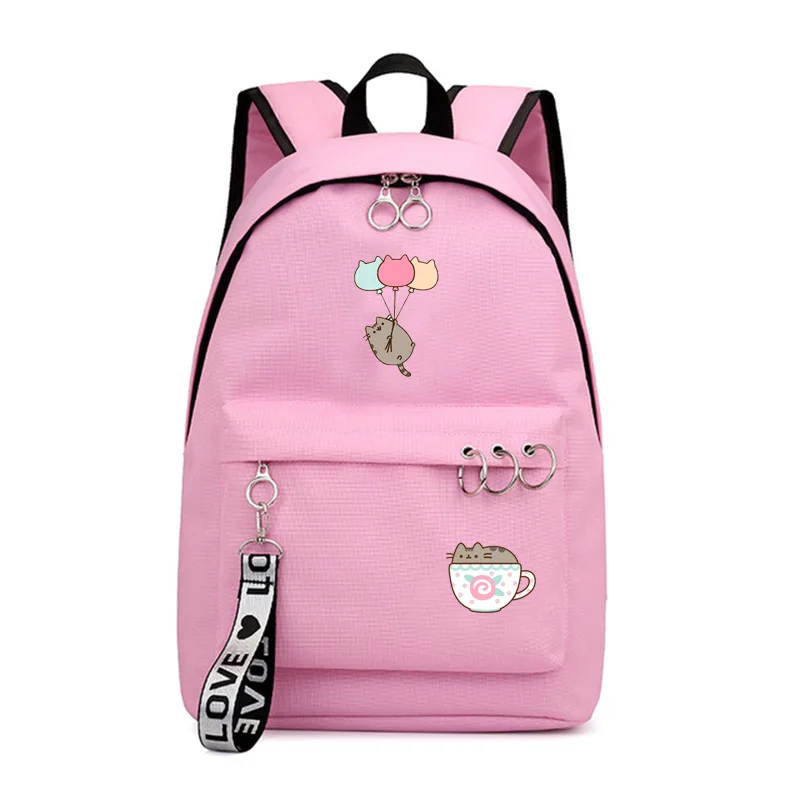 Pink A IMIDO Punsheen Cat студенческие рюкзаки аниме Kawaii школьные сумки для девочек Твердые круглые украшения для подростков повседневный рюкзак для путешествий - Цвет: Pink A