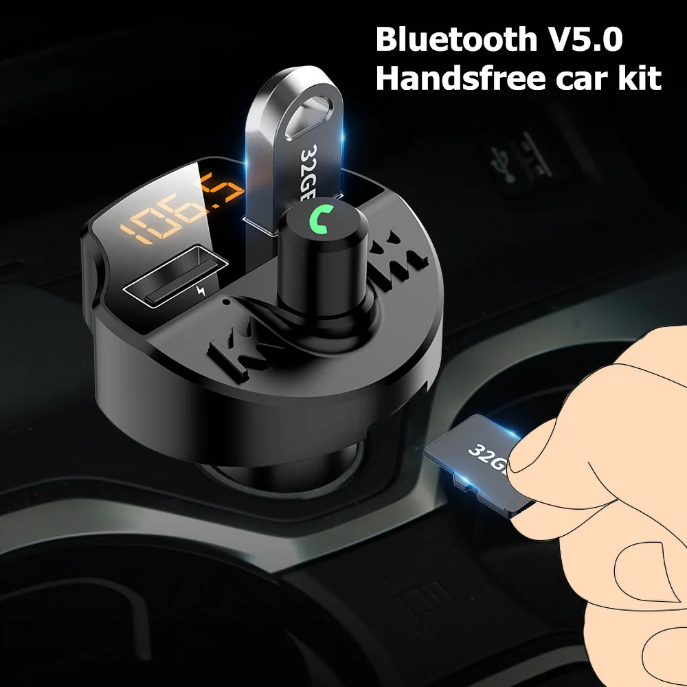 Автомобильный комплект громкой связи Bluetooth 5 0 FM-передатчик А + быстрое двойное