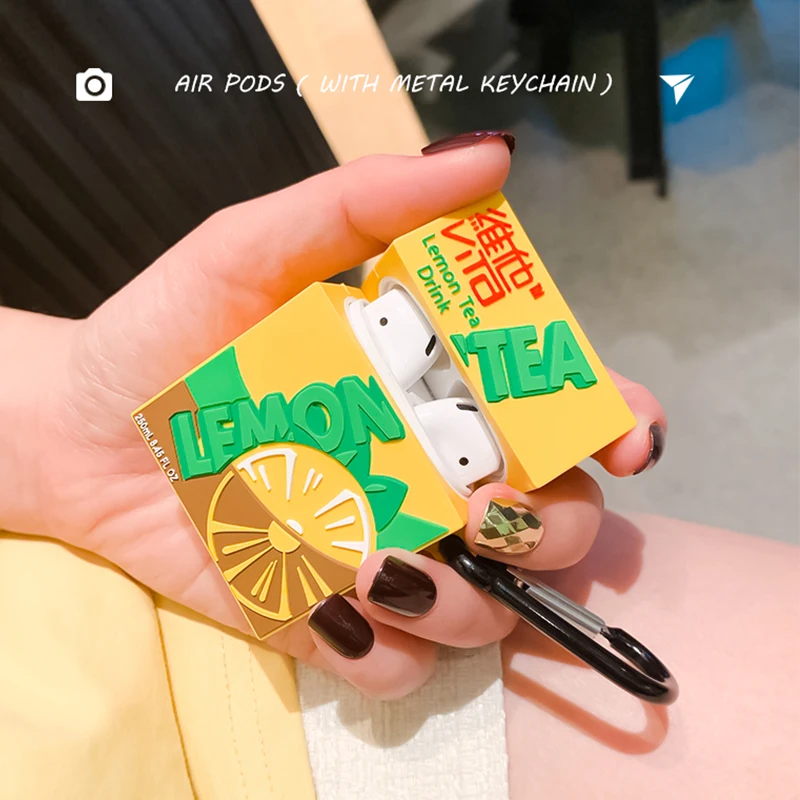 For Apple Airpods 2 1 Earphone Case Charging Funny Lemon Tea Drink Bag Cover Accessories | Электроника