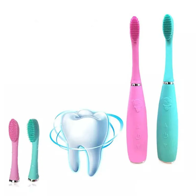 

USB Rechargeable Sonic Silicone Electric Toothbrush Brush Dental Head Waterproof Deep Clean Food Grade Teeth Whitening